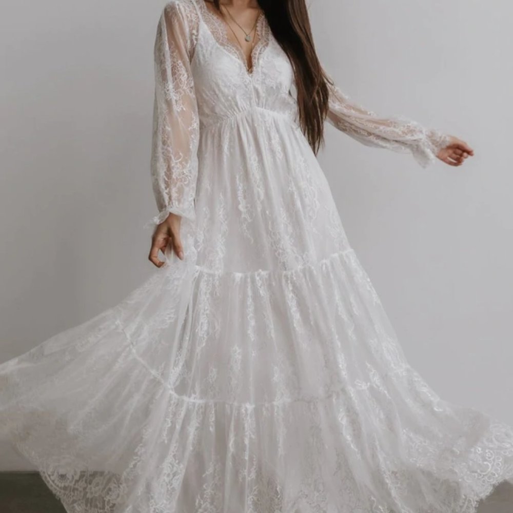 Gypsy Lace Maxi Dress | White - M
